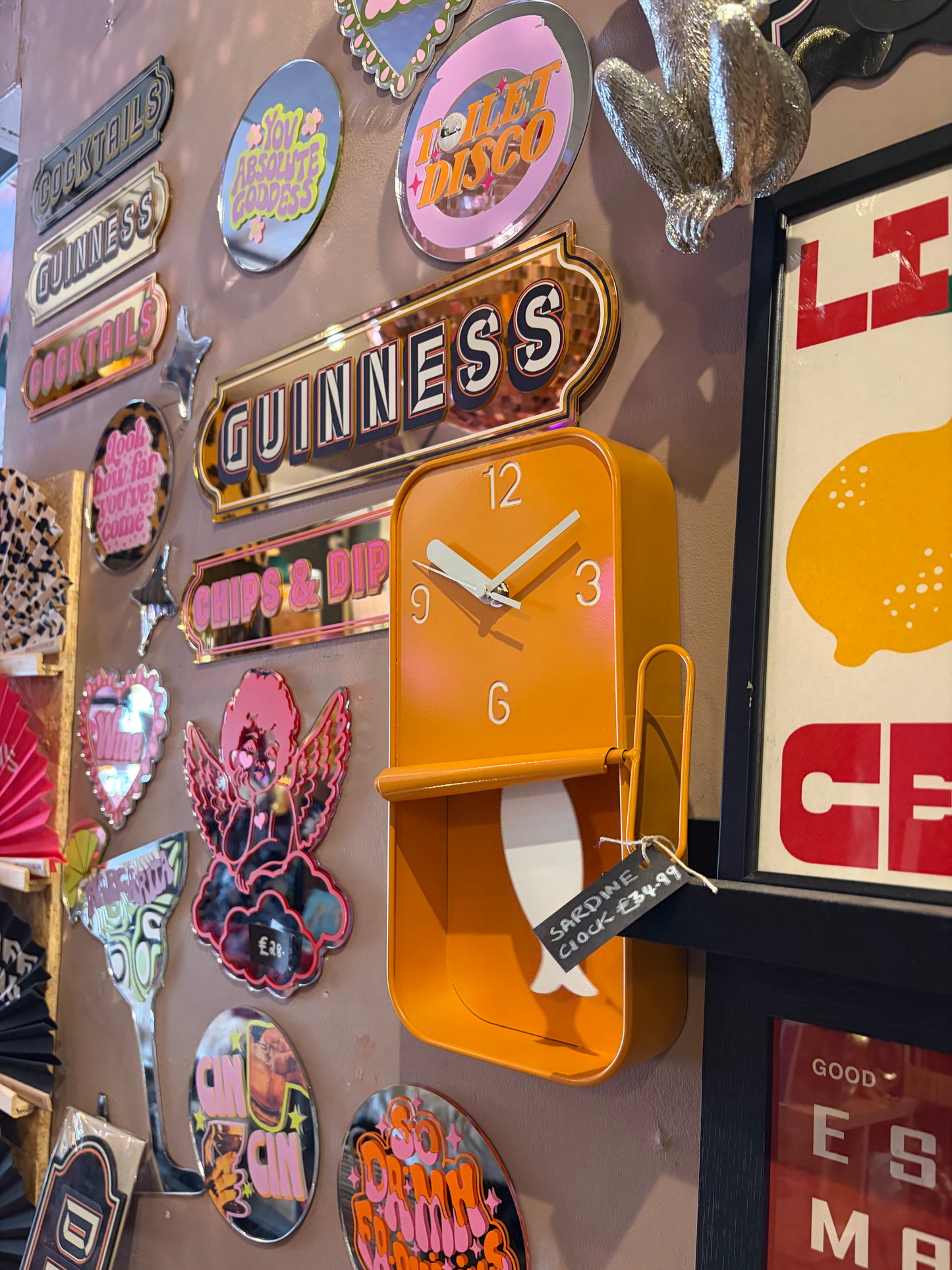 Orange Sardine Tin Pendulum Clock