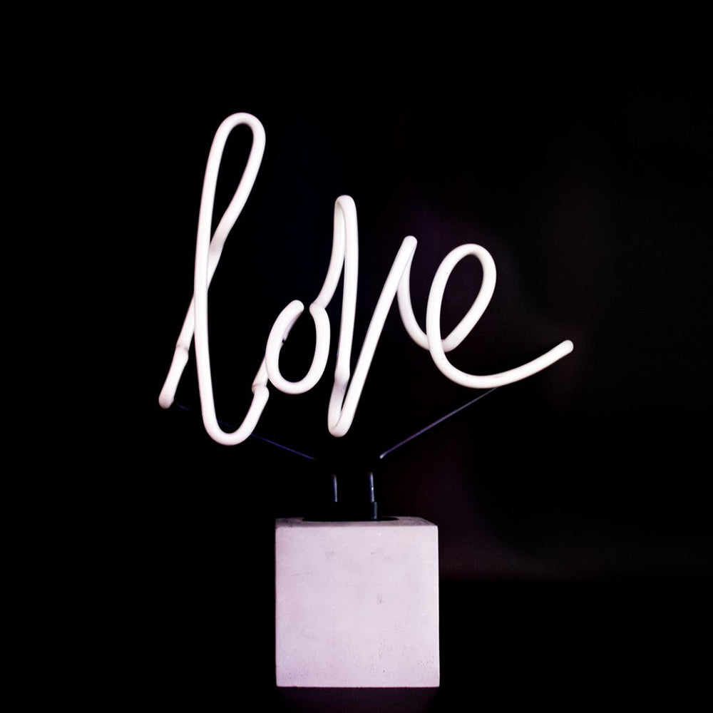 Pink Love Neon Light With Concrete Base