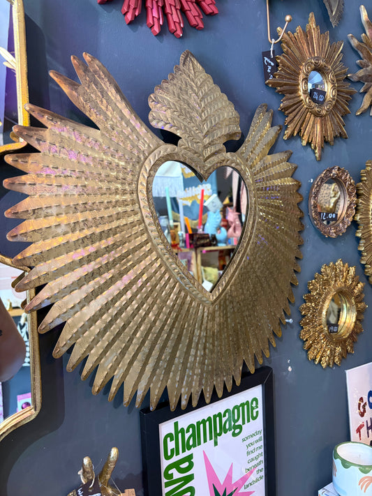 Gold 'Heart Rays' Mirror