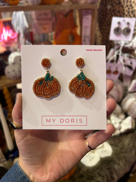 Pumpkin Beaded Earrings