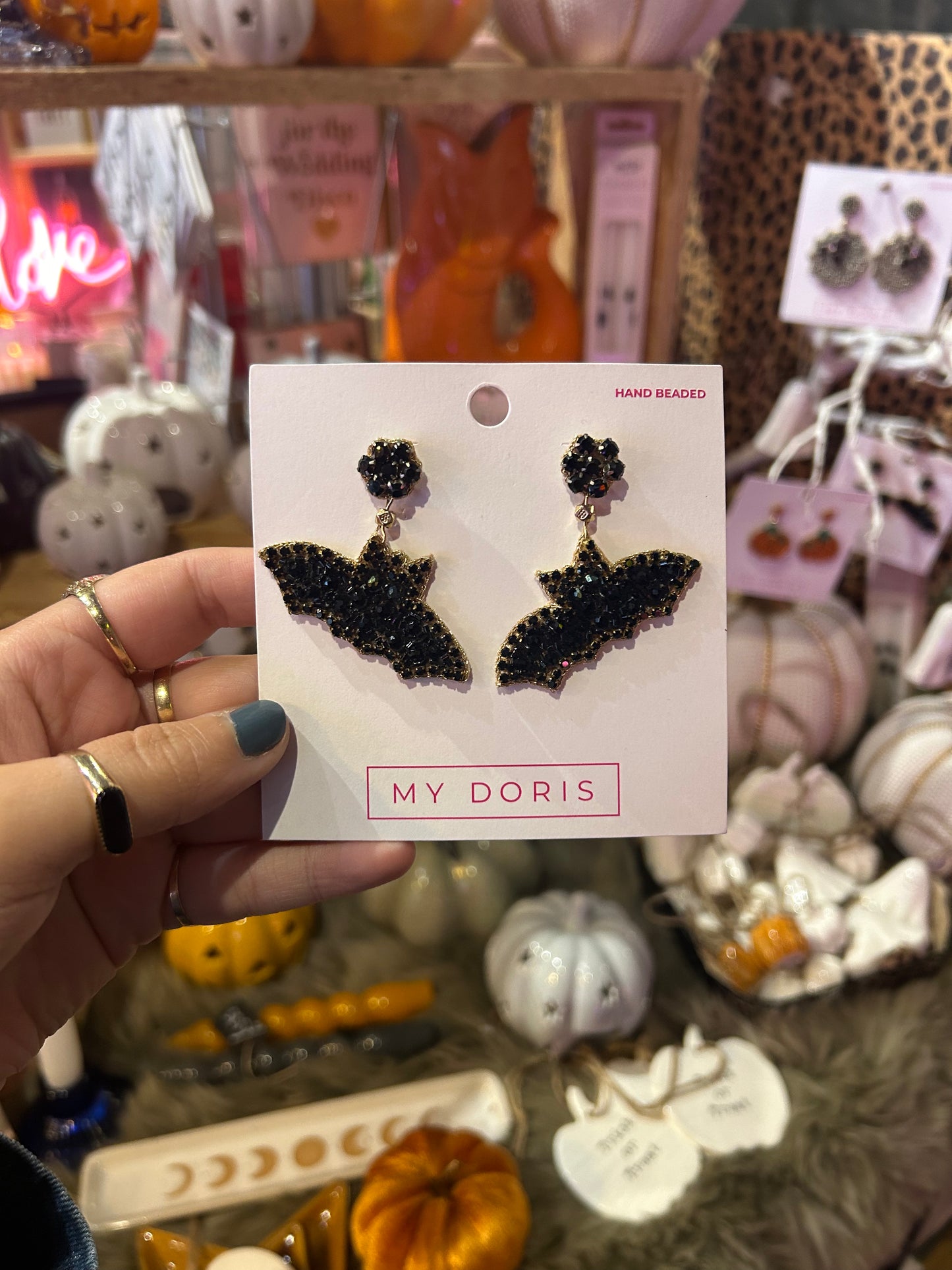 Beaded Bat Earrings