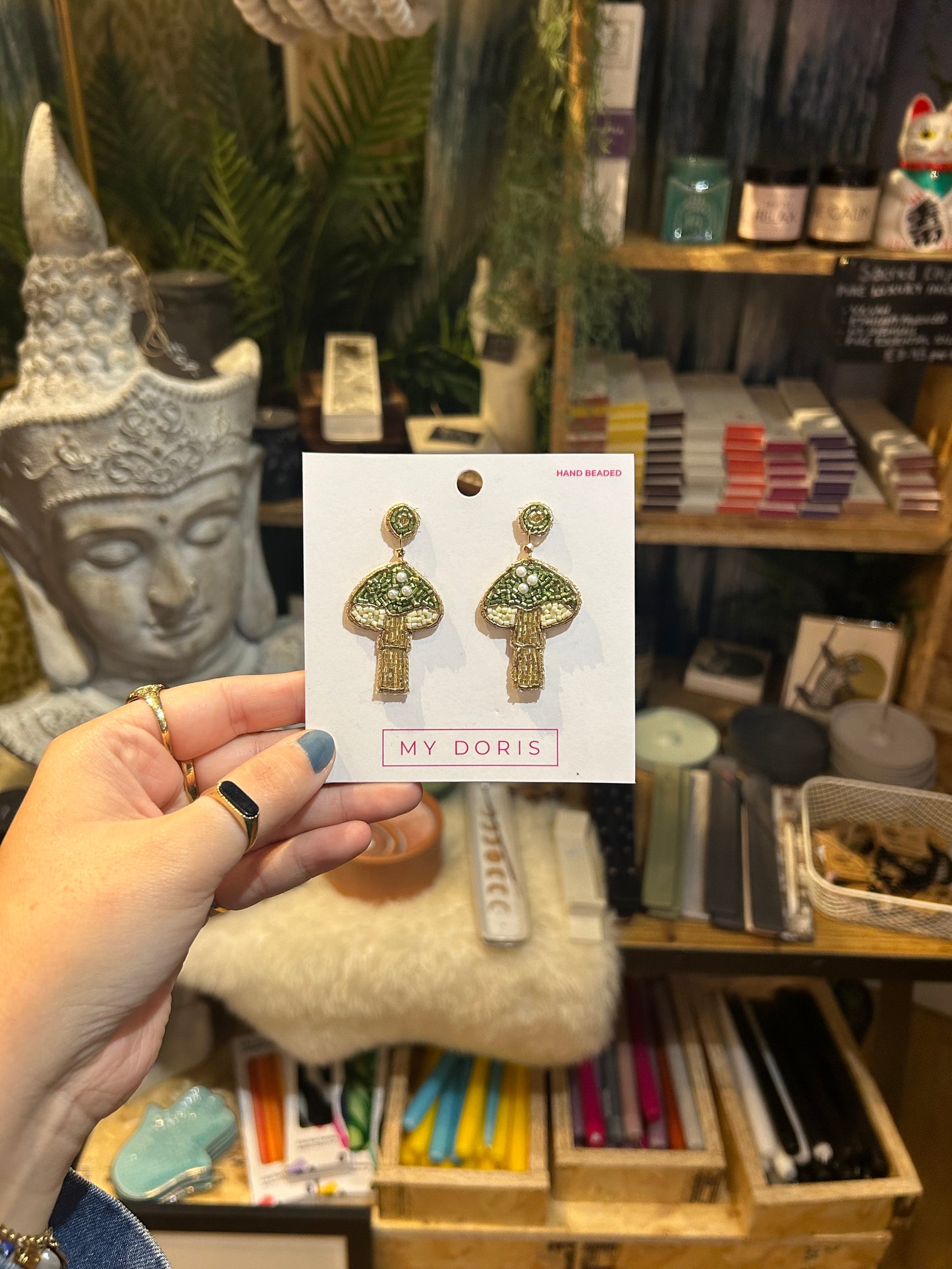 Sage Green Mushroom Earrings