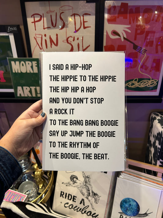 Rappers Delight Lyrics A4 Print