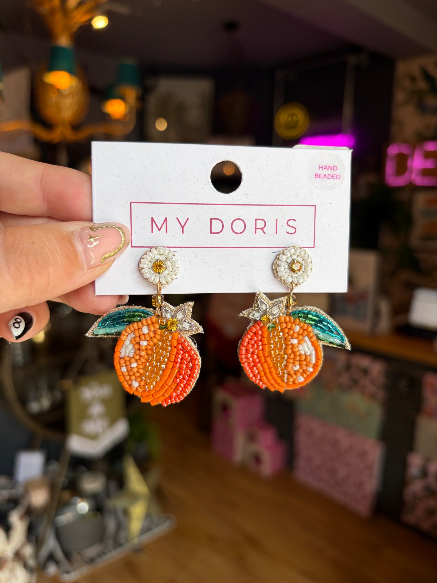 Orange Beaded Earrings
