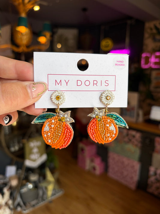 Orange Beaded Earrings
