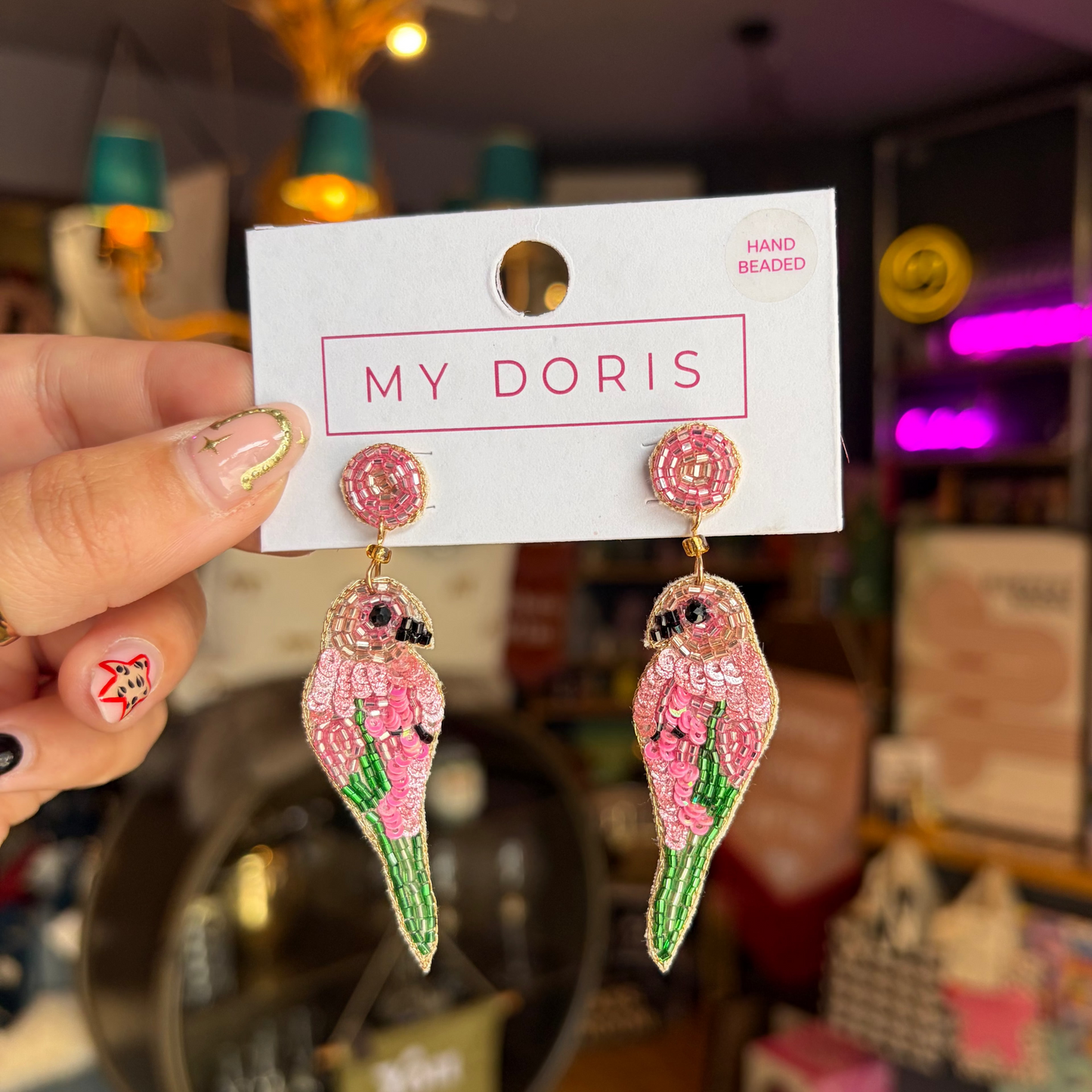 Pink Parrot Earrings