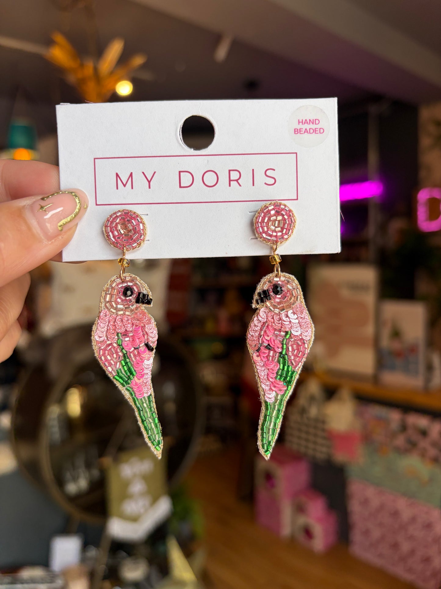 Pink Parrot Earrings