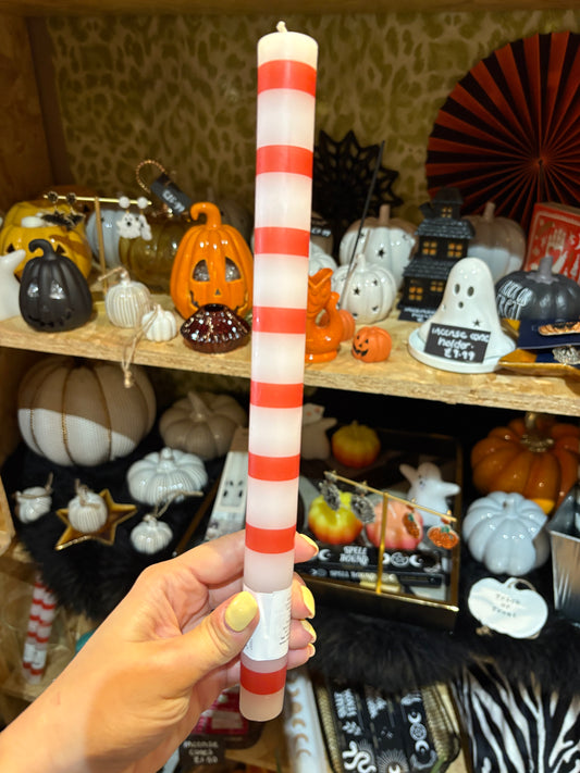 Red Stripe Dining Candle