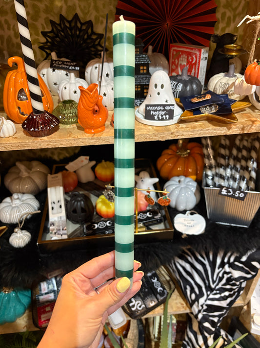 Green Stripe Dining Candle