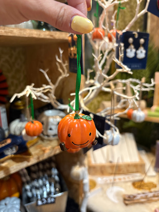 Mini Orange Hanging Ceramic Pumpkin Decoration