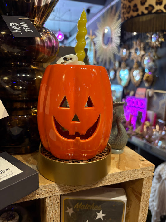 Large Orange Pumpkin Wax Burner