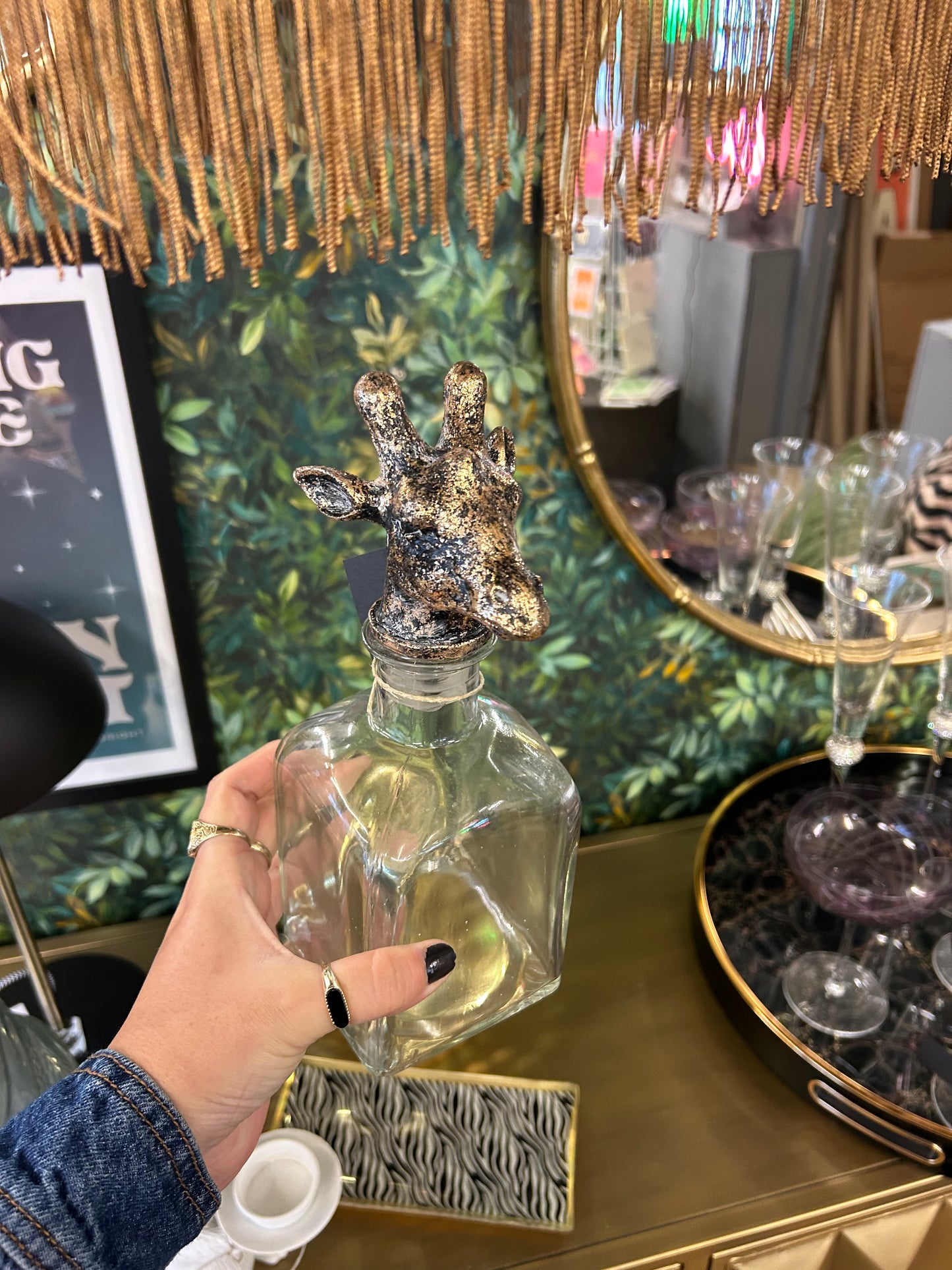 Giraffe Head Glass Decanter