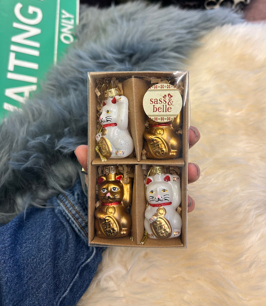 Mini Lucky Cat Baubles - Set of 4