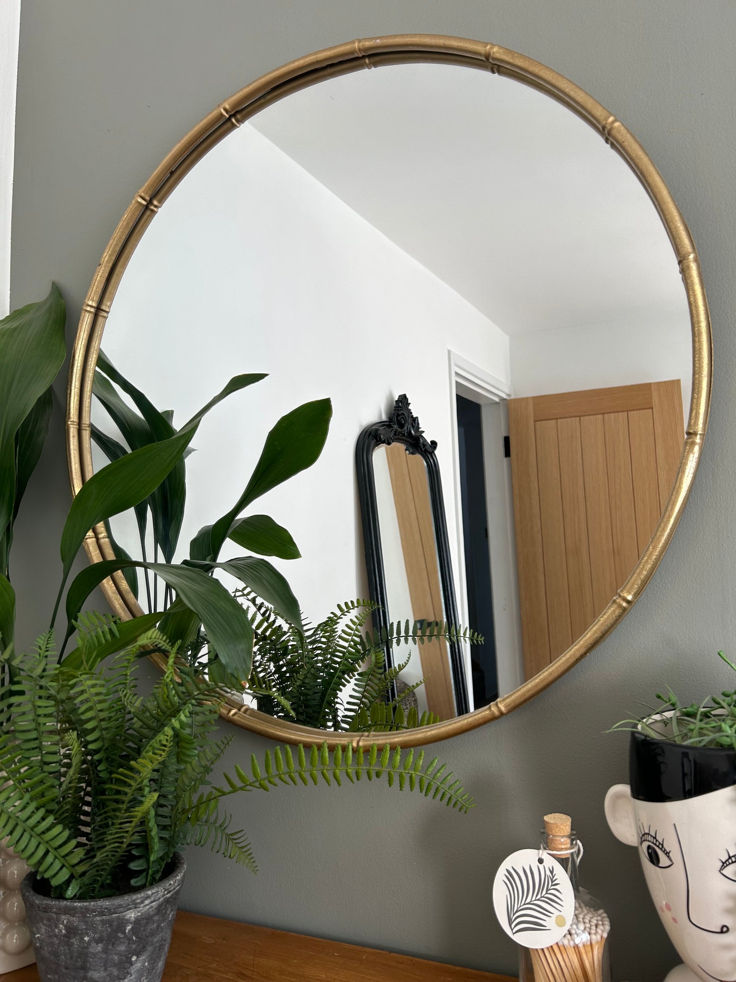 Gold bamboo look mirror