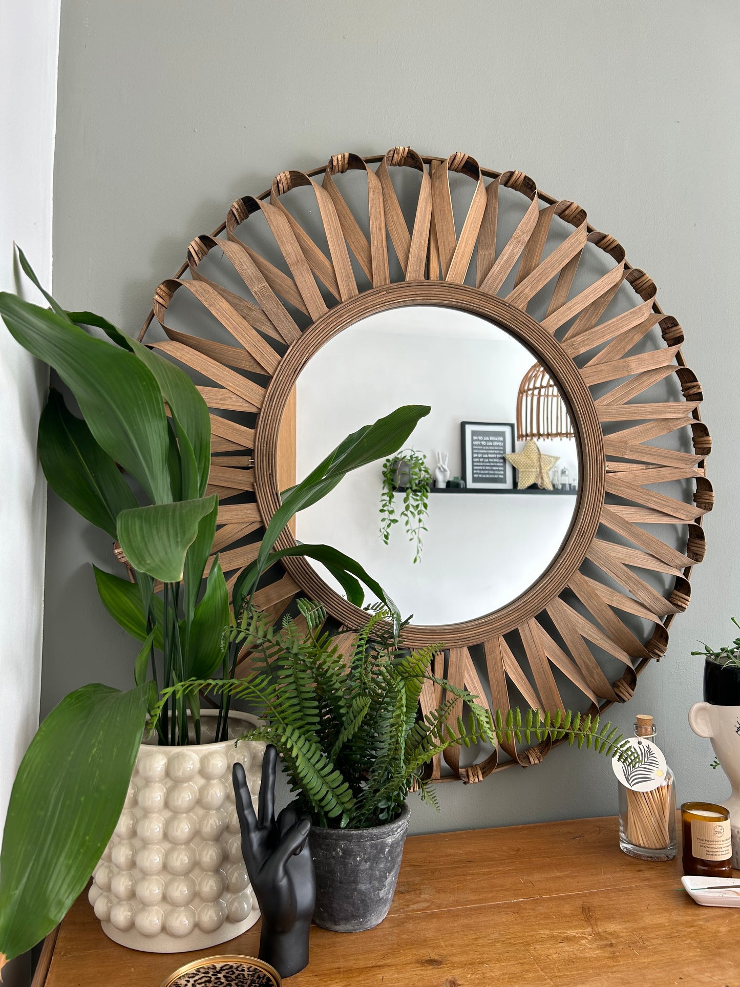 Round Bamboo Mirror