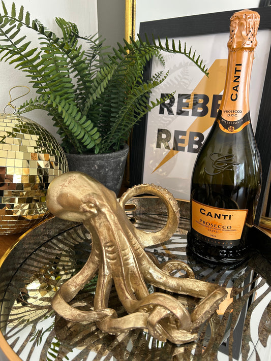 Gold octopus wine holder