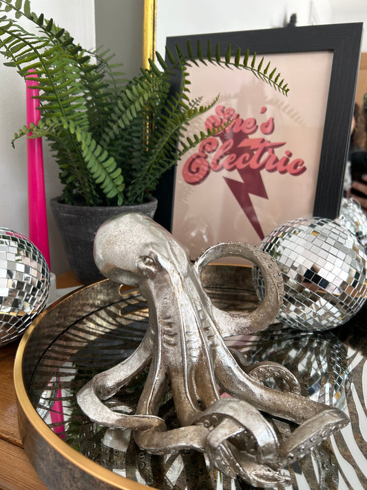 Silver octopus wine holder