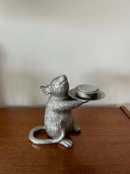 Silver Mouse Candleholder