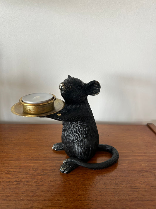 Black And Gold Mouse Candleholder
