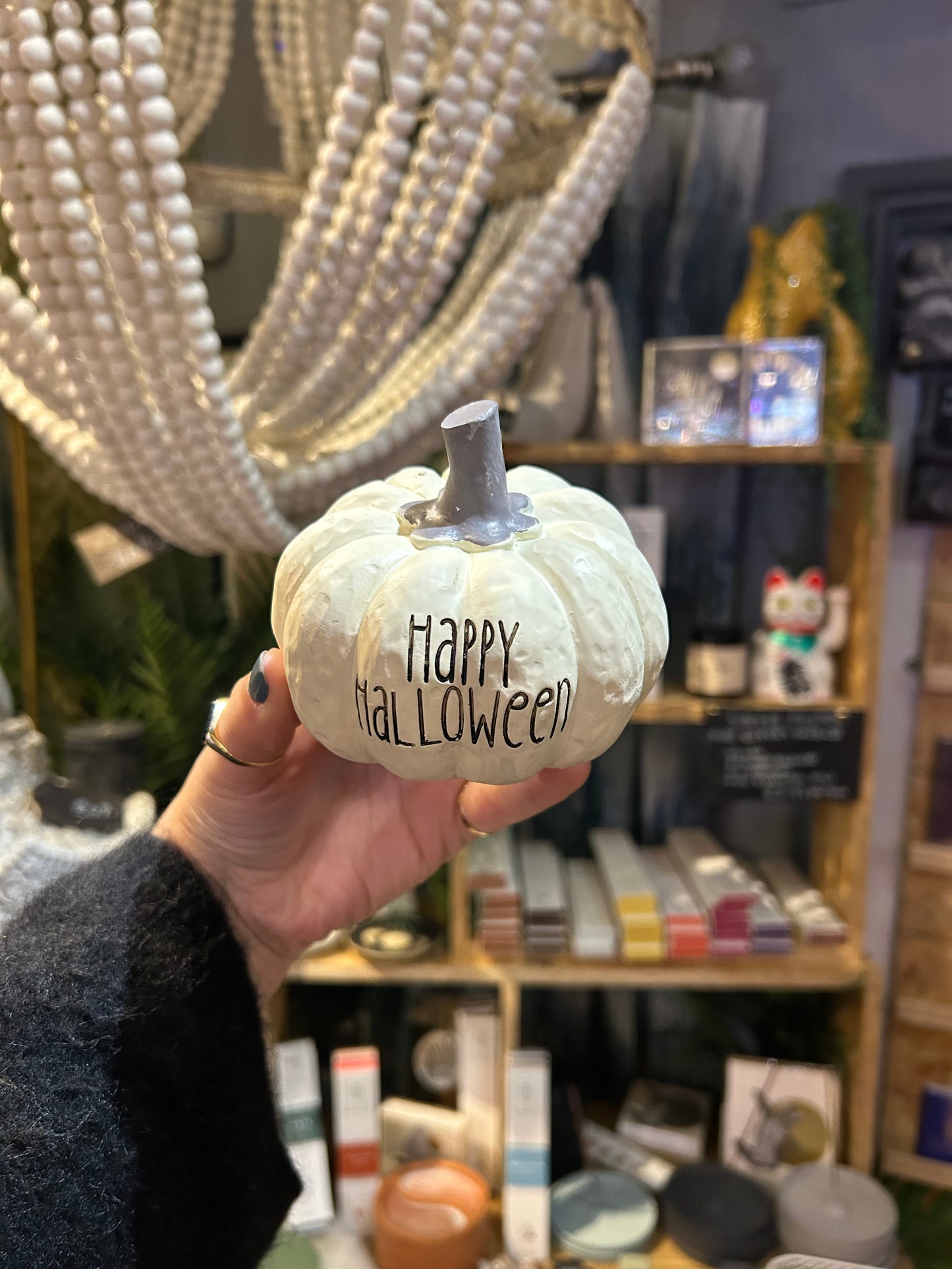 White 'Happy Halloween' Pumpkin