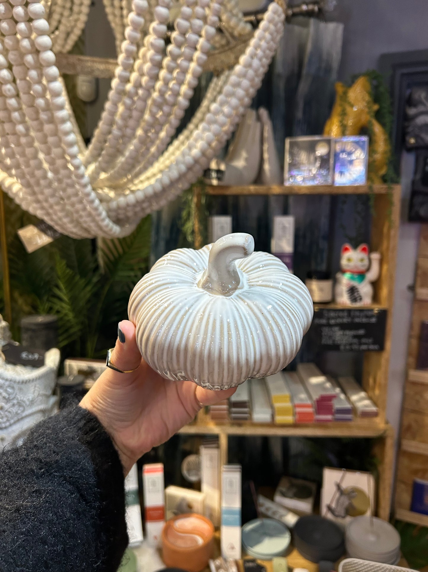 Cream Ceramic Pumpkin