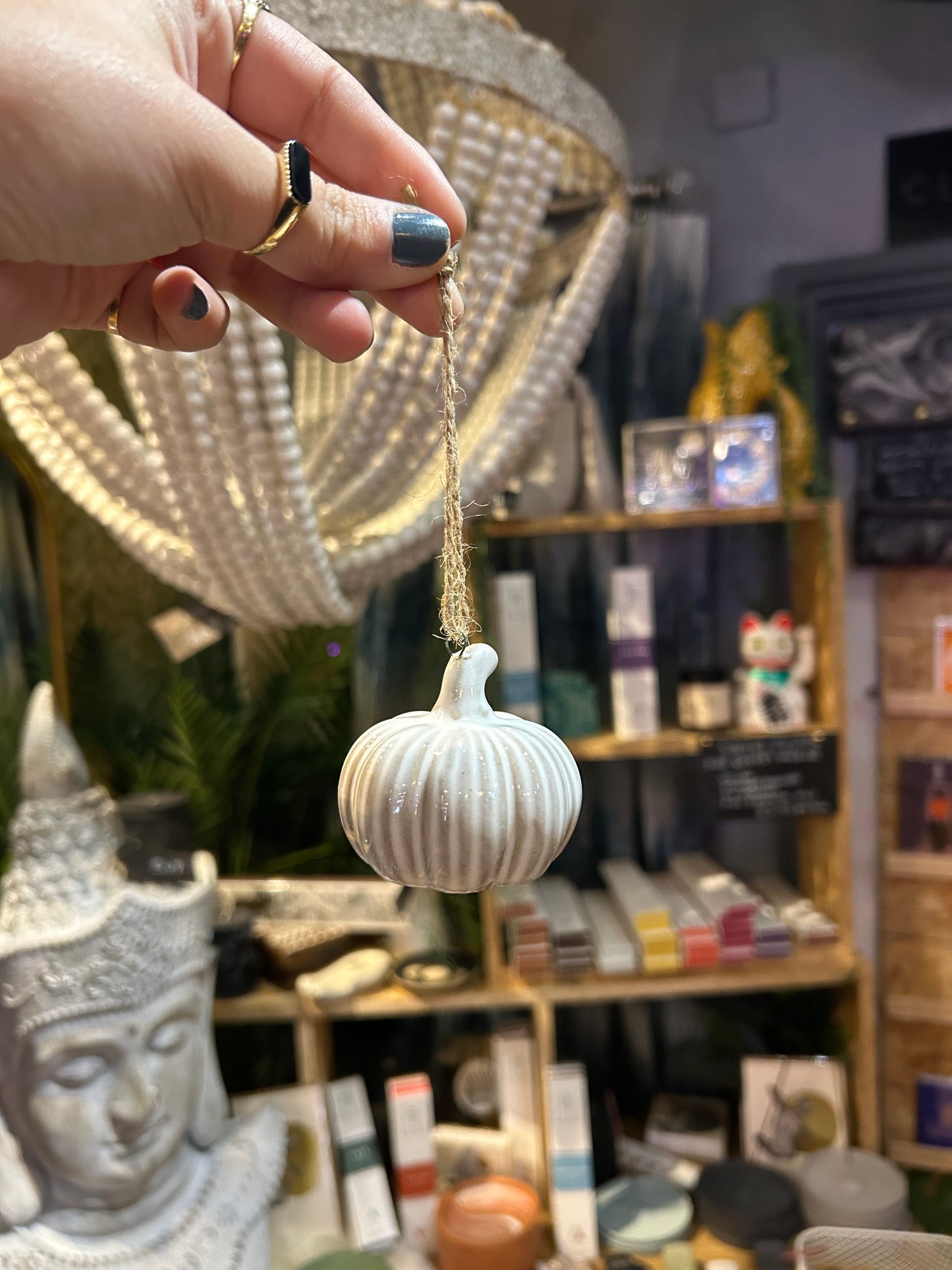 Hanging ceramic pumpkin