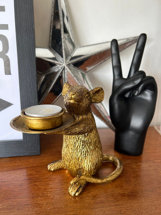 Gold Mouse Candleholder