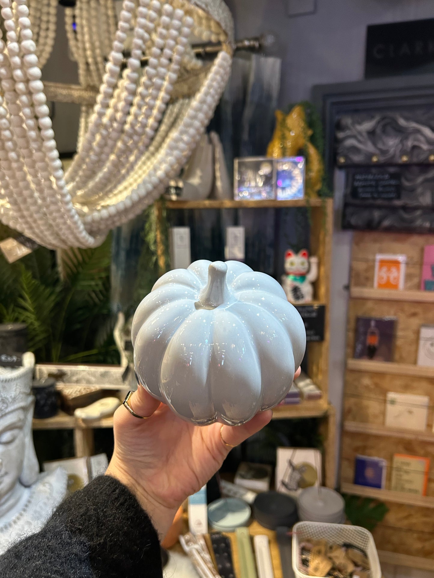 Grey Ceramic Pumpkin