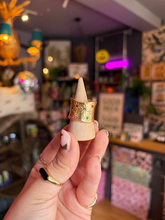 Thick Multi Gemstone Ring