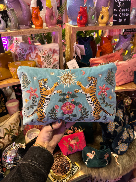 Elizabeth Scarlett Teal Celestial Tiger Everyday Pouch