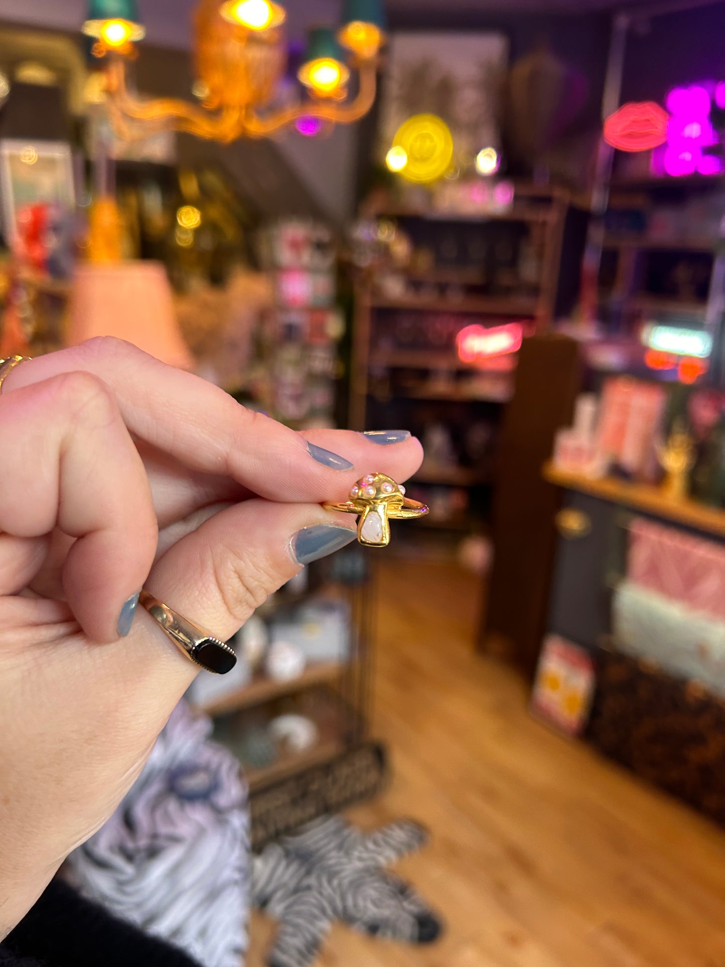 Gold Plated Mushroom Ring