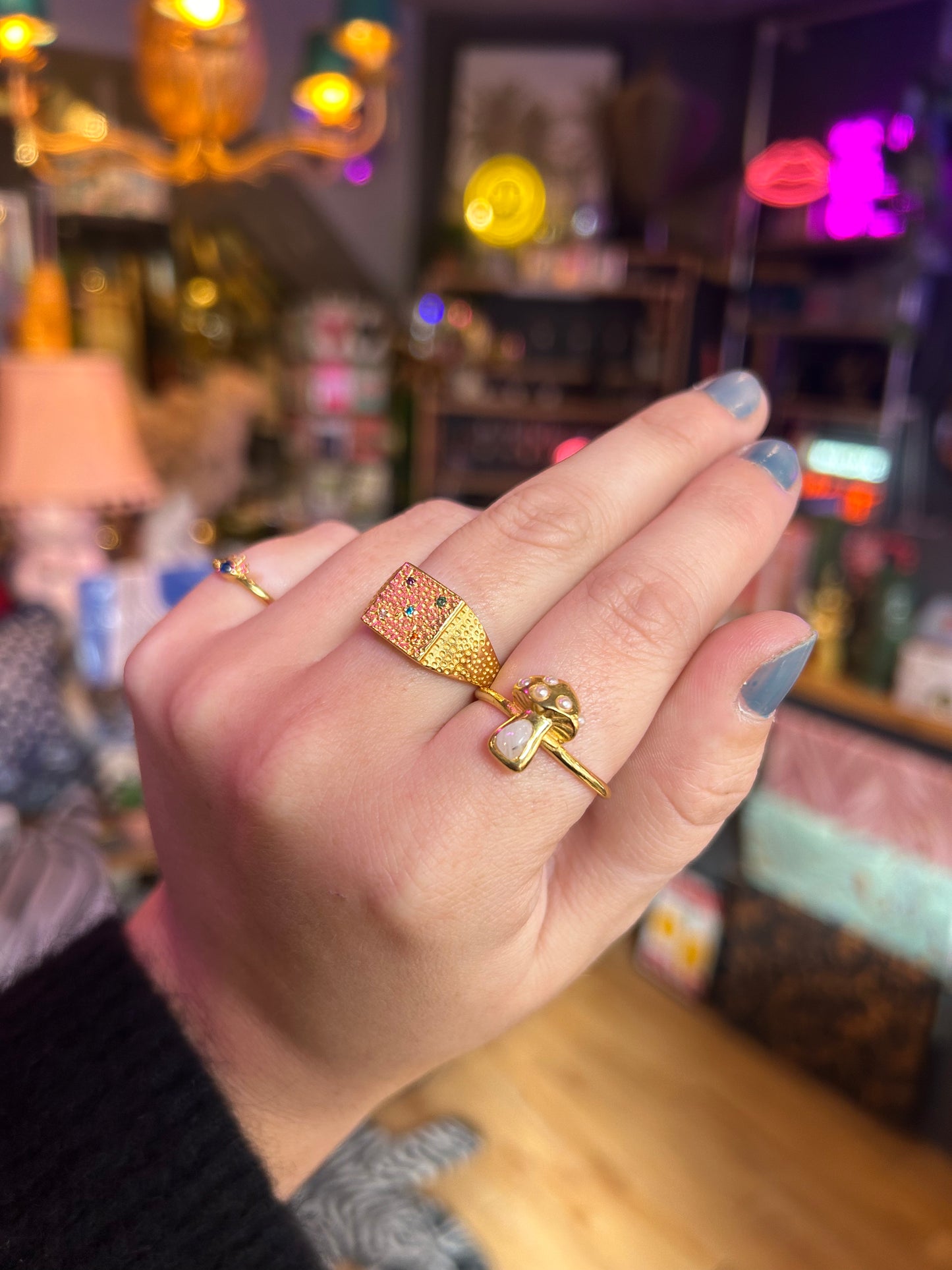 Gold Plated Mushroom Ring