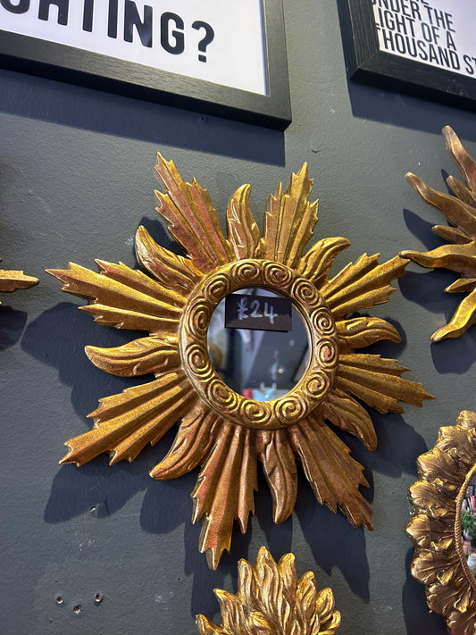 Small Gold Ornate Convex Mirror
