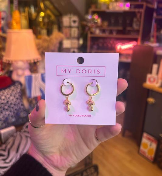 Gold Mushroom Earrings