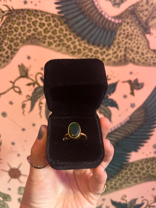 Dark Green Quartz Gemstone Ring