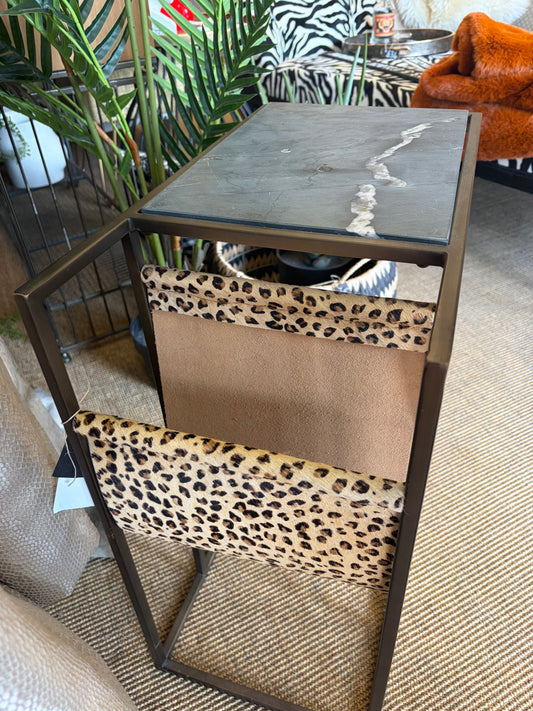 Leopard and Marble Sofa Table