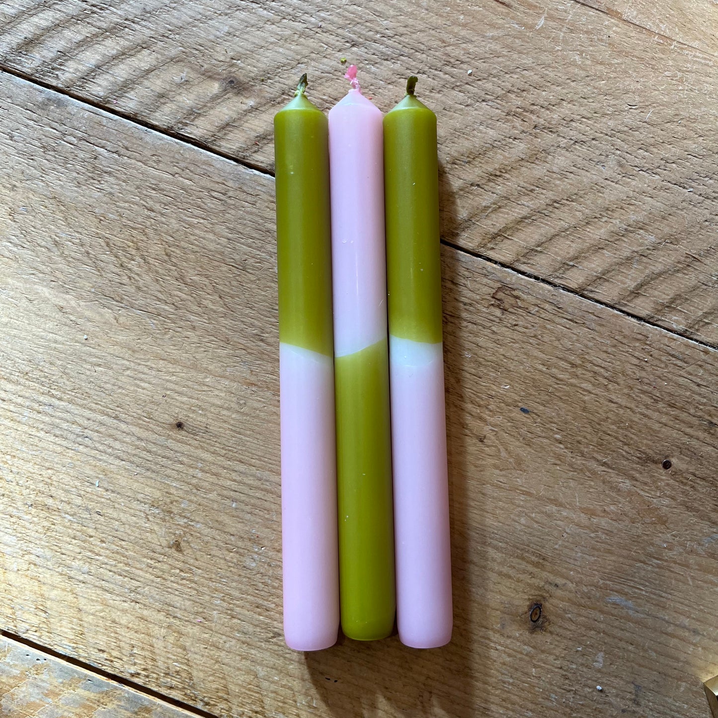 Pink and Green Candles - Set of 3