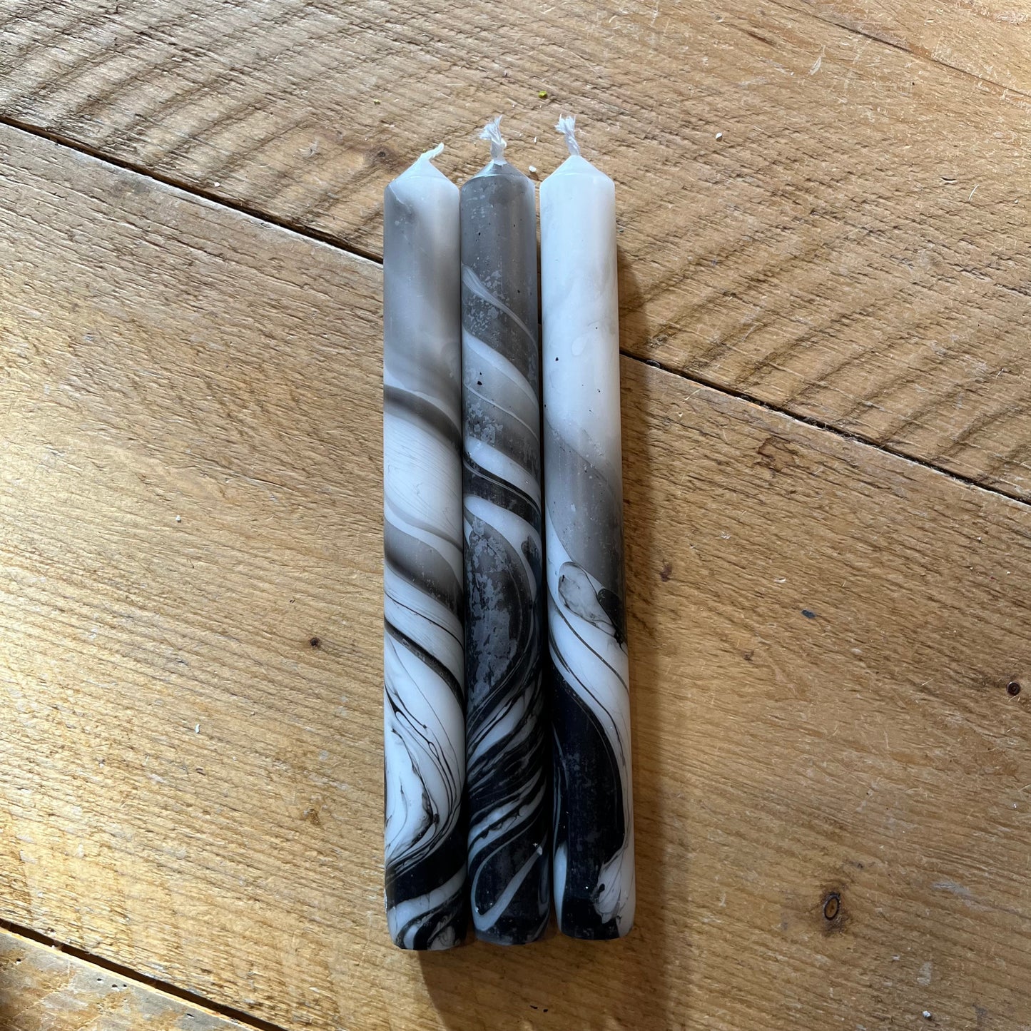 Black and White Marble Candles - Set of 3