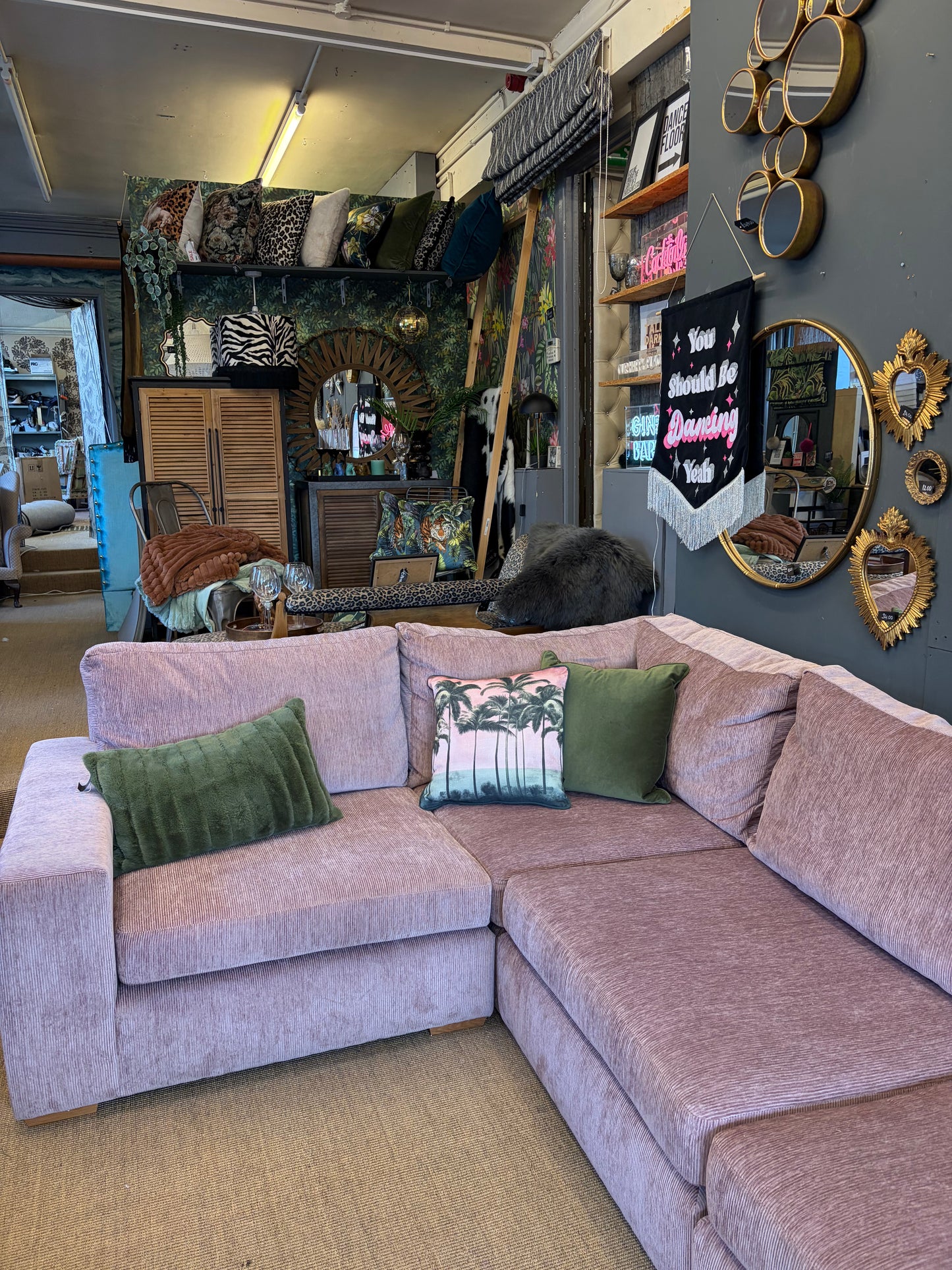 Blush Cord Velvet Corner Sofa