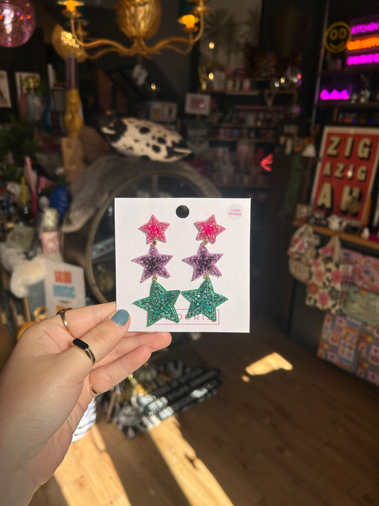 Rainbow Star Beaded Earrings