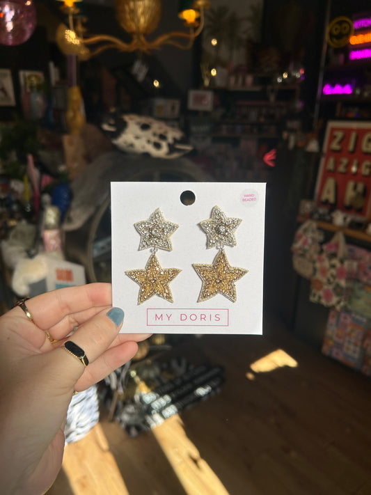 Gold & Silver Star Earrings