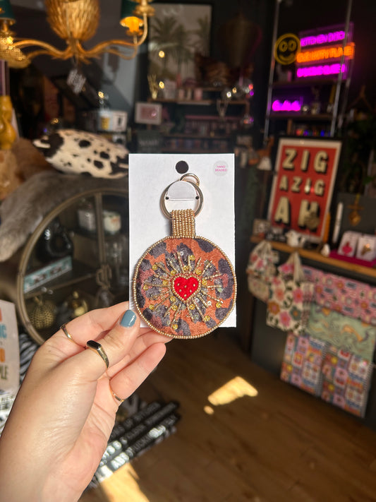Leopard Heart Keyring/Bag Charm