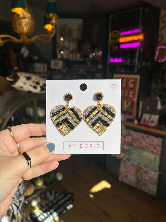 Chevron Heart Earrings