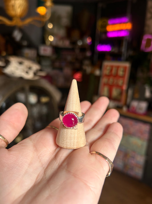 Silver Pink Gemstone Ring