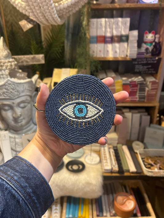 Evil eye beaded coasters - set of 4