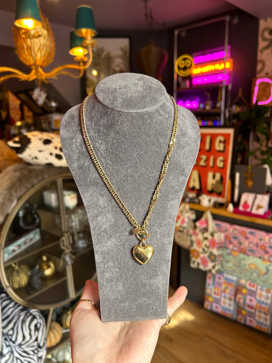 Chunky Heart & T-Bar Necklace
