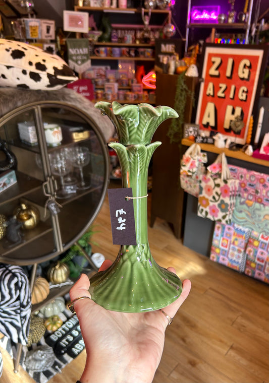Green Palm Candle Holder