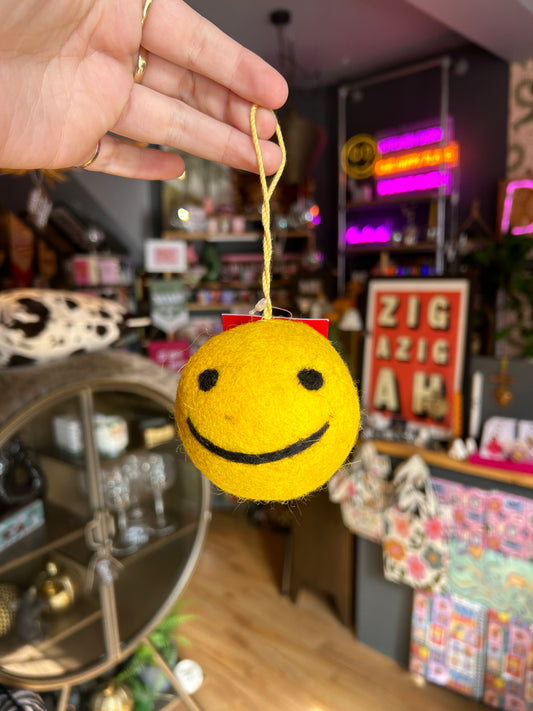 Yellow Smiley Bauble