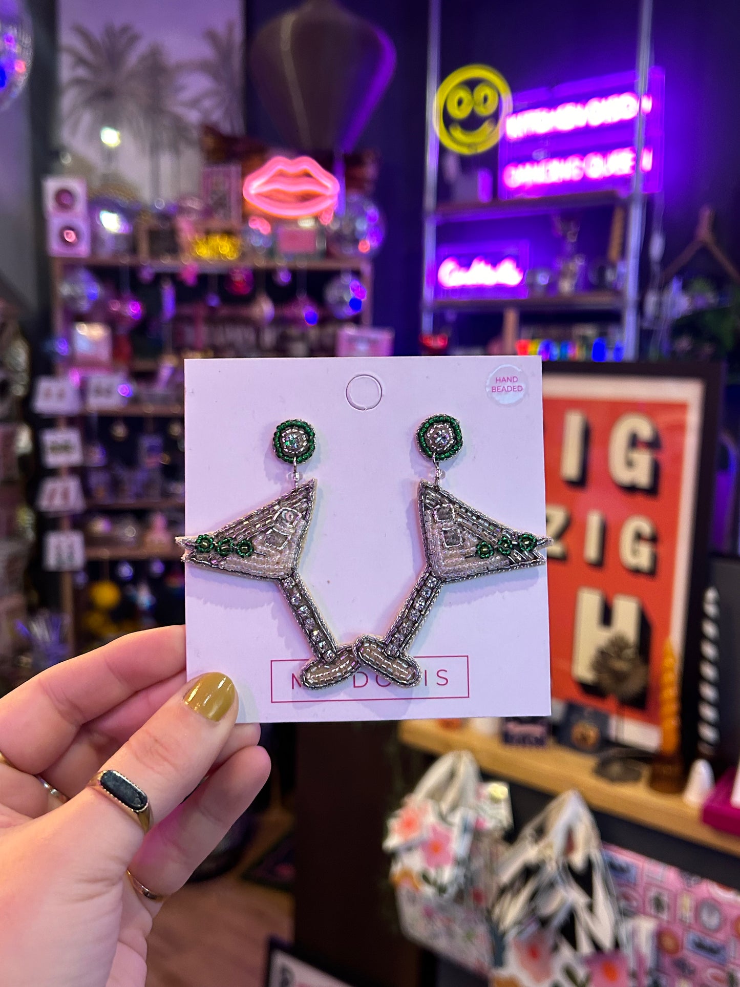 Martini Cocktail Beaded Earrings