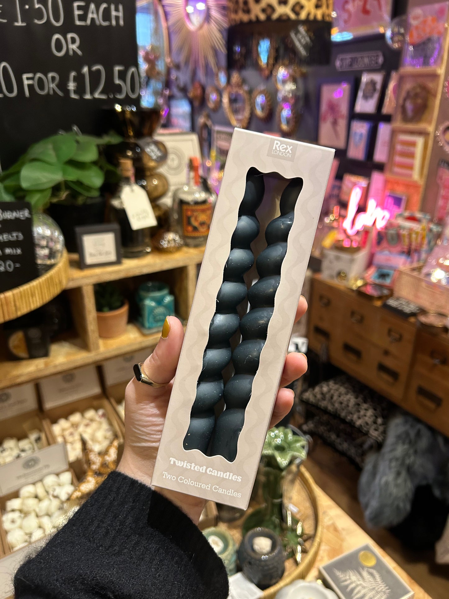 Pack of 2 Twist Candles - Grey